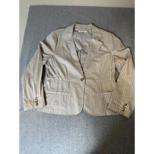 Cabi Button Up Women’s Gray Stripes Jacket Size 14